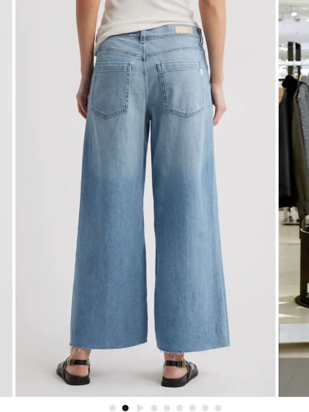Ag Adriano Goldschmied Light Blue Wide-Leg Crop Jeans - Picture 2 of 9